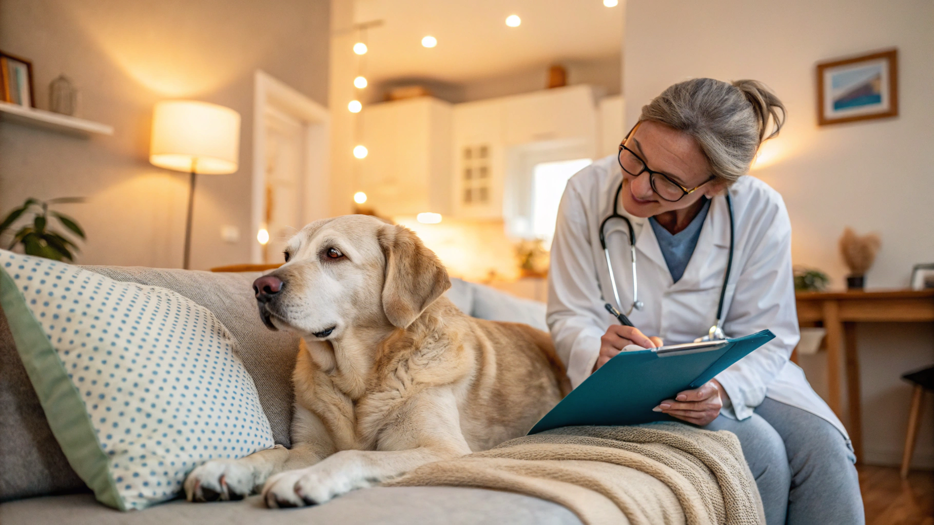 Chequeo sénior a domicilio para perros: qué pruebas pedir a partir de los 7–8 años